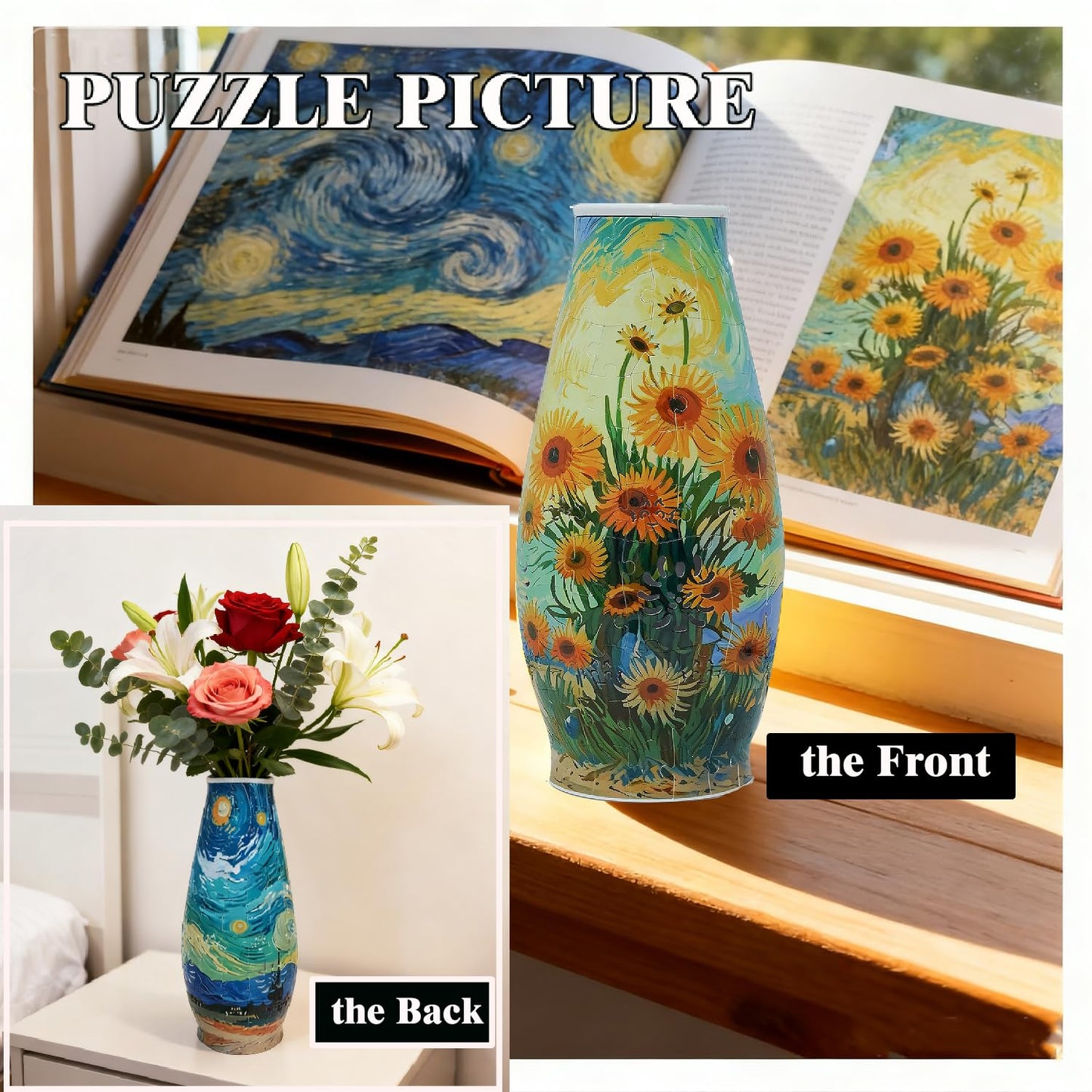 Unique 3D Puzzle Flowers Vases With Led Lights