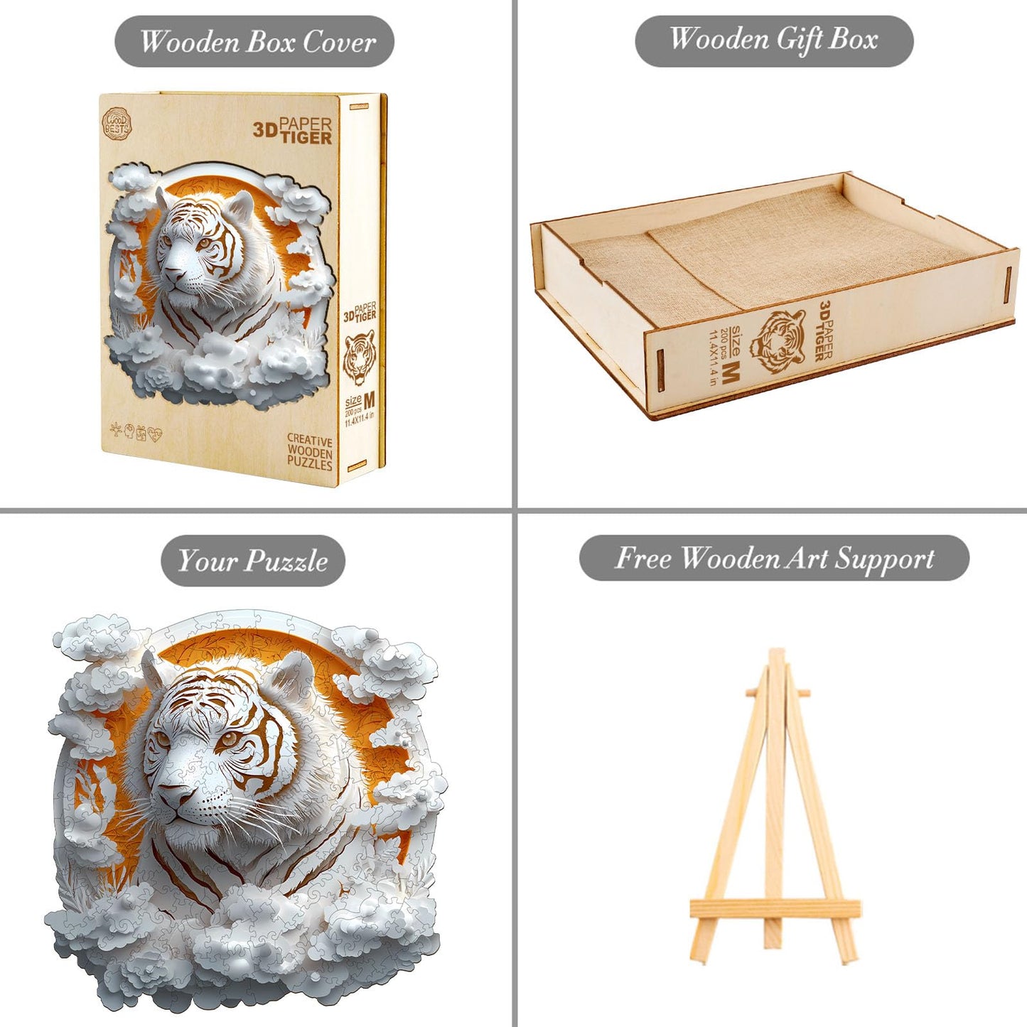 3D Tiger Wooden Jigsaw Puzzle