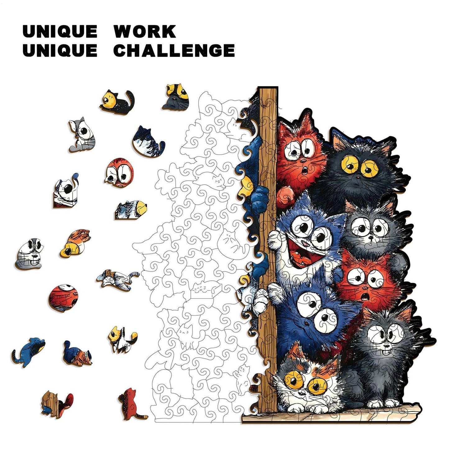 Kitty Shaped Wooden Jigsaw Puzzle