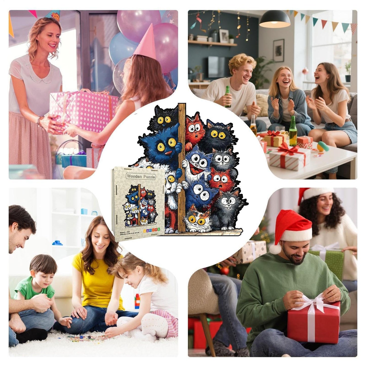 Kitty Shaped Wooden Jigsaw Puzzle